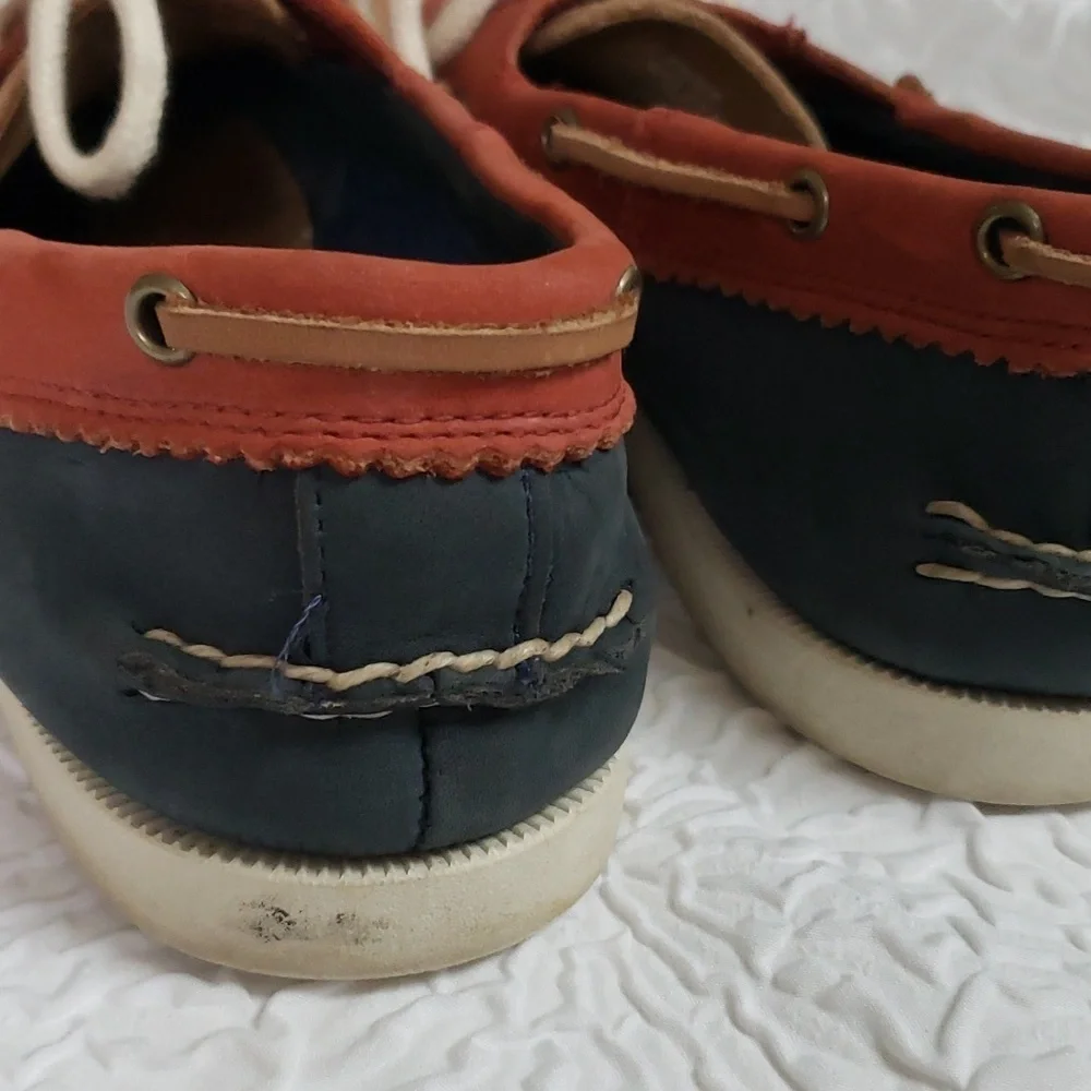 G.H. Bass & Co. Montauk Mens Charcoal/Rust/Tan Leather Boat Shoes, US 9.5 M